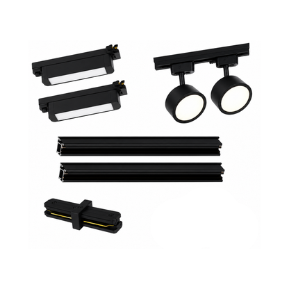 Pack 4 Focos Monofasicos 44W con Riel Negro + Accesorio I