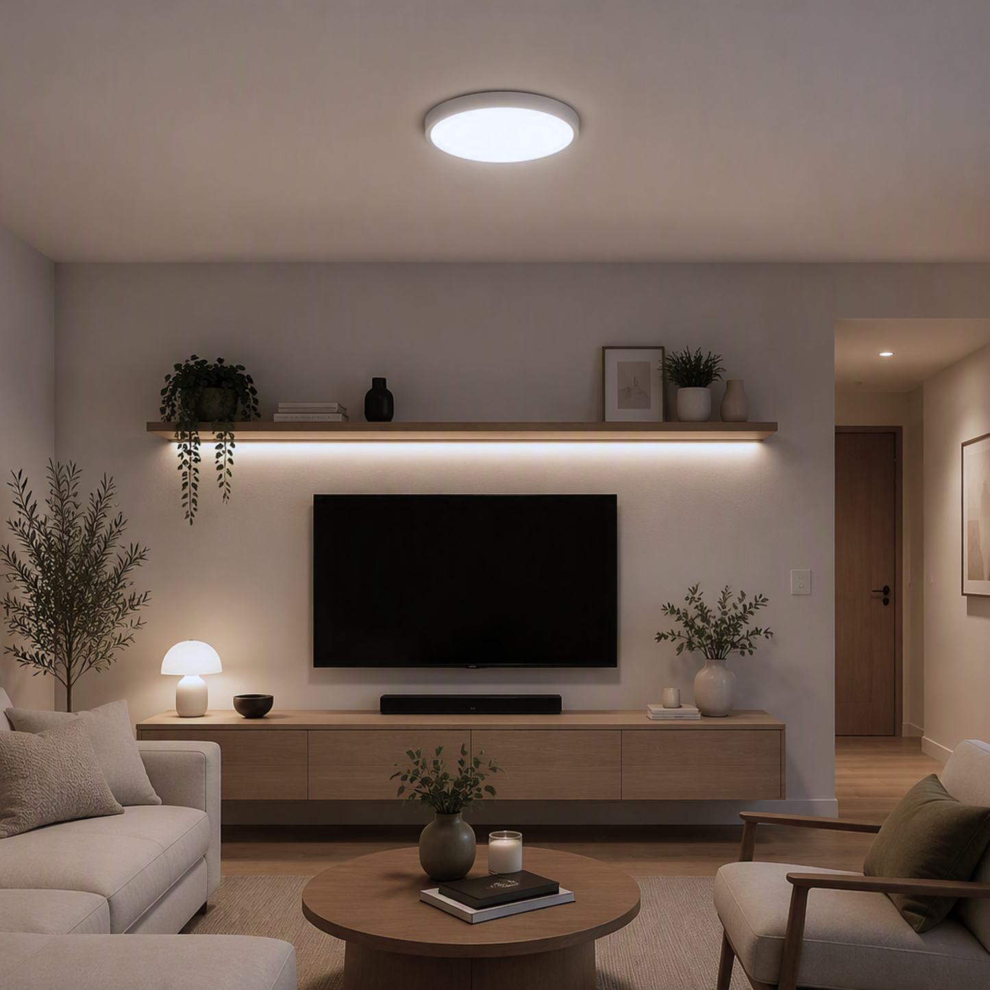 Panel Plafon Led Sobrepuesto Redondo 18w 20.5cm