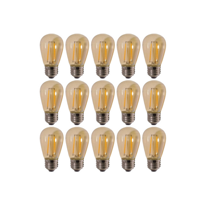 Pack 15 Ampolletas Led Vintage Edison S14 Rosca Normal E27 2w 2700K
