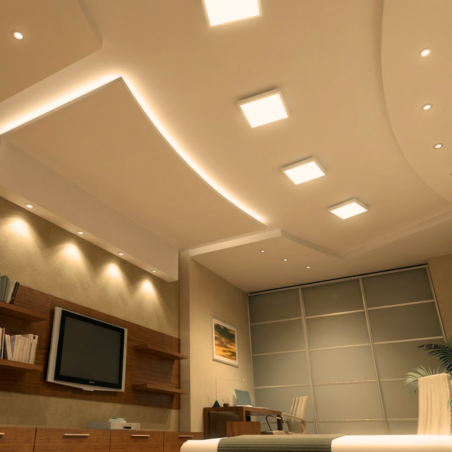 Panel Plafon Led Sobrepuesto Cuadrado 24w 28.5cm SEC
