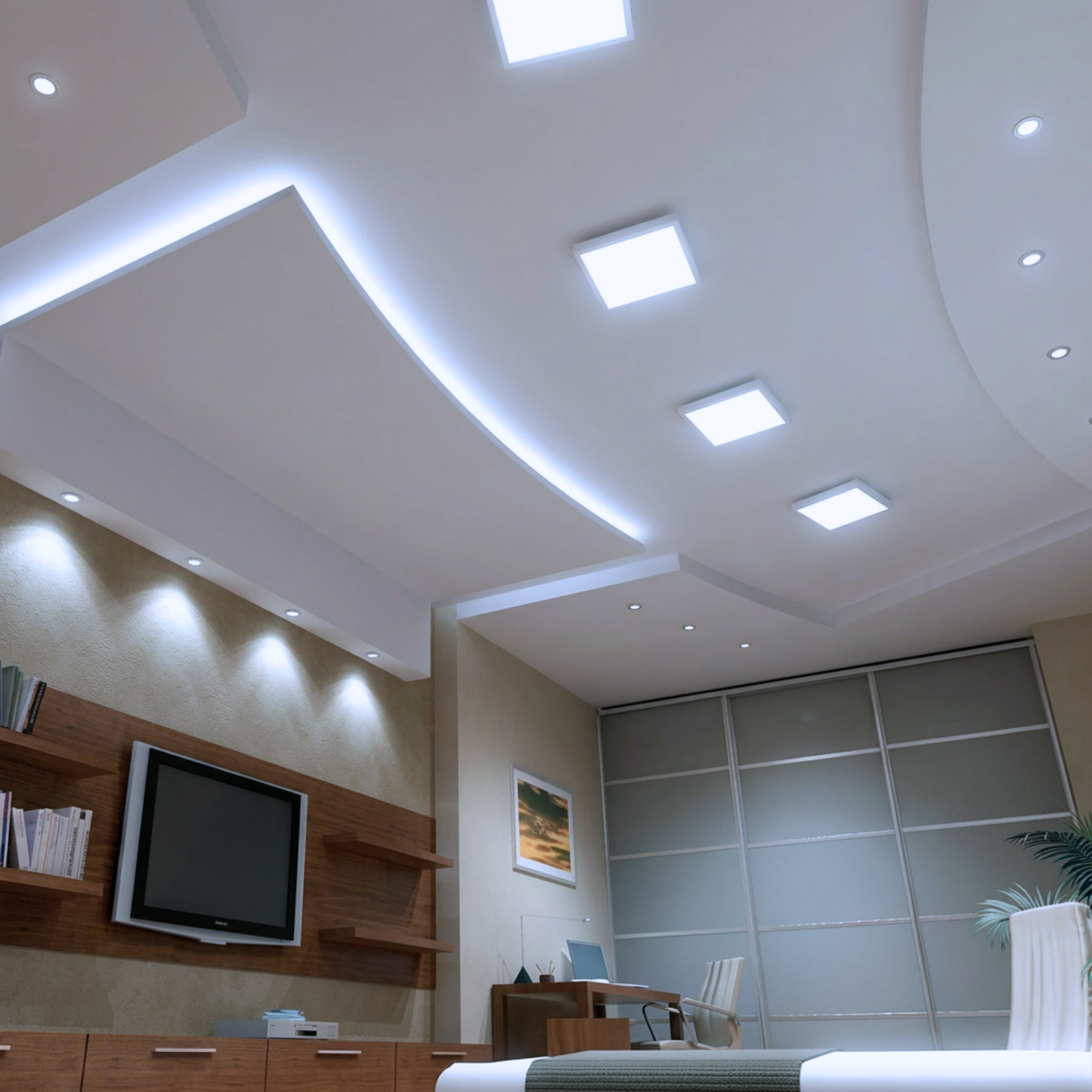 Panel Plafon Led Sobrepuesto Cuadrado 24w 28.5cm Luz fría