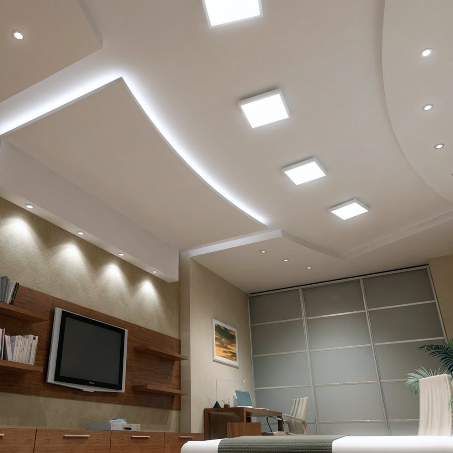 Panel Plafon Led Sobrepuesto Cuadrado 24w 28.5cm SEC