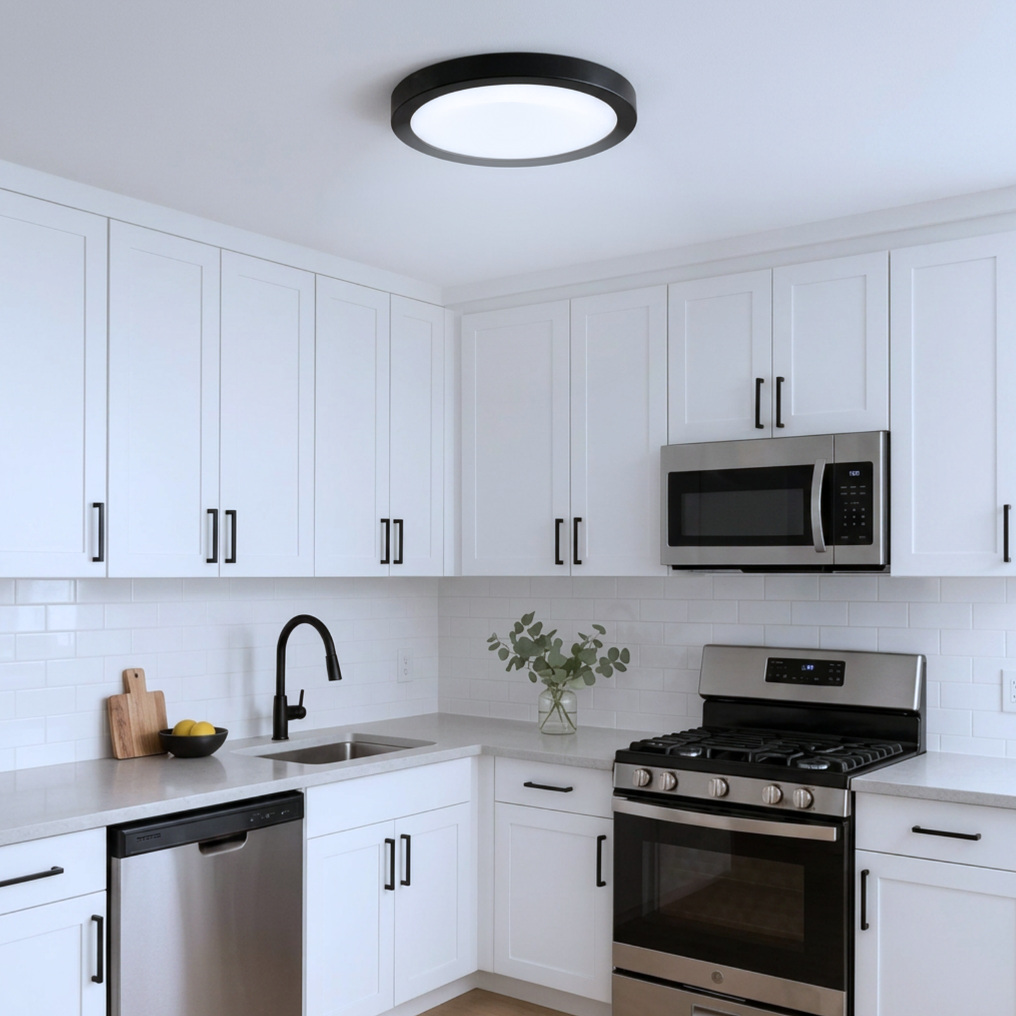 Panel Plafon Led Sobrepuesto Redondo Borde Negro 6w ECO SEC