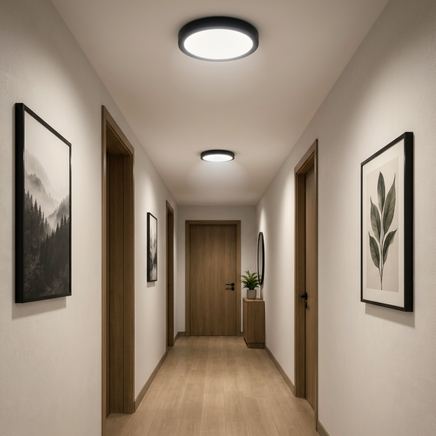 Panel Plafon Led Sobrepuesto Redondo Borde Negro 6w ECO SEC