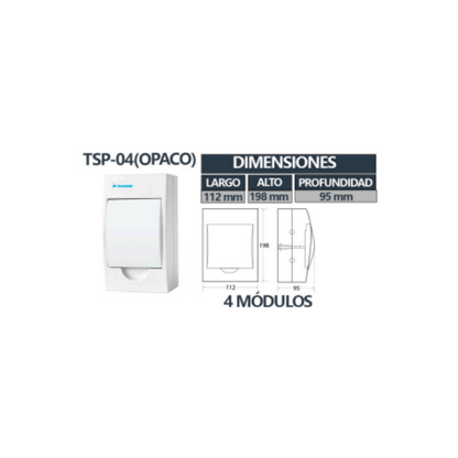 Tablero Sobrepuesto Tapa Opaca IP40 4 Circuitos T3 SEC