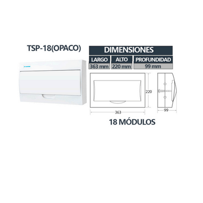 Tablero Sobrepuesto Tapa Opaca IP40 18 Circuitos SEC