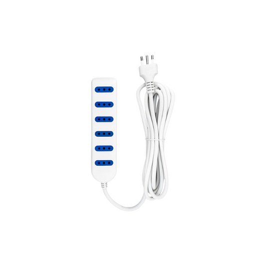 Alargador Electrico Zapatilla 6 Posiciones 3 metros Blanca SEC sin Interruptor