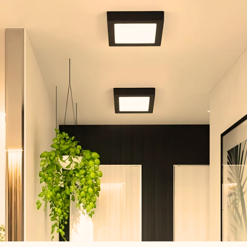 Panel Plafon Led PRO Sobrepuesto Cuadrado Borde Negro 24w 28.5cm
