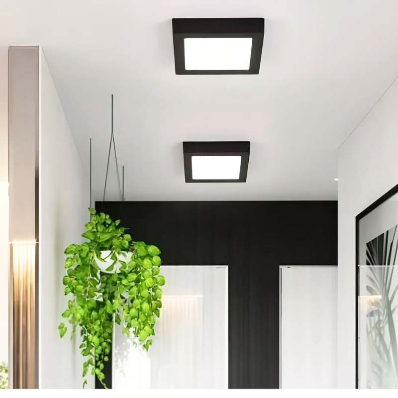 Panel Plafon Led PRO Sobrepuesto Cuadrado Borde Negro 24w 28.5cm