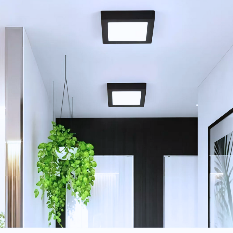 Panel Plafon Led PRO Sobrepuesto Cuadrado Borde Negro 24w 28.5cm
