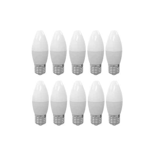 PackX10 Ampolleta Led Vela 5w E27 Rosca Normal Empavonada
